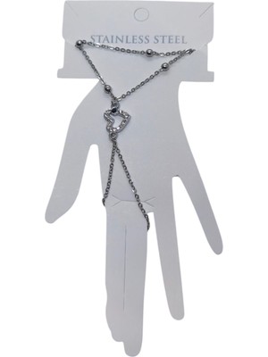 TRY Gümüş Renk Kalp Çelik Şahmeran - 3543