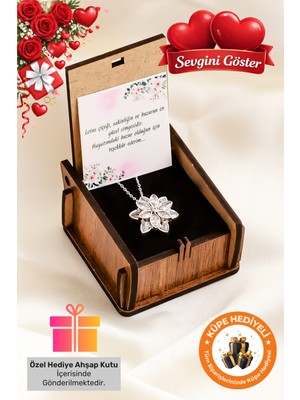 UltraMint Beyaz Lotus Çiçeği Gümüş Kaplama Kadın Kolye Hediye Kutulu