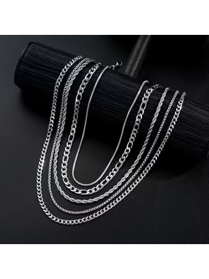 UltraMint Şık 5'li Paslanmaz Çelik Zincir Kolye Seti, Sevgililer Günü Hediye Alternatifi