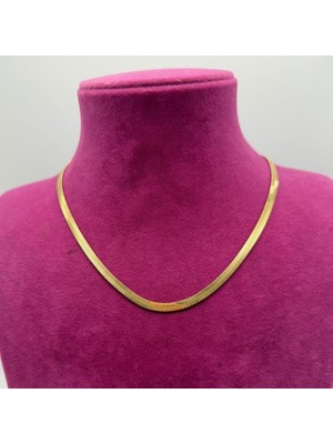 Mare Accessories Altın Tonlu Çelik Yassı Zincir Kolye
