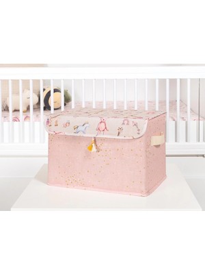 Eco Lounge Baby Püsküllü Kapaklı Kutu Düzenleyici Çok Amaçlı Organizer Kutu Maxi Boy (Pembe) 04232