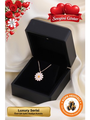 UltraMint Işıklı Minik Papatya Gümüş Kaplama Kadın Kolye, Sevgililer Günü Hediyesi