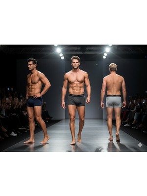 Berrak Modal 4476 Lacivert-Gri-Füme Erkek Boxer 3'lü Paket