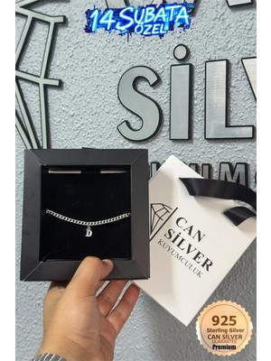 UltraMint 925 Ayar 4mm Harfli Erkek Bileklik, Hediye Paketli, Sevgililer Günü Özel