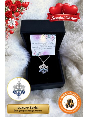 UltraMint Işıklı Kar Tanesi Gümüş Kaplama Kadın Kolye, Sevgililer Günü Hediye