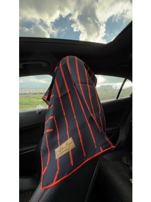 La Boutique Yeni Sezon Twill Ipek Eşarp Lacivert Kırmızı 2513-08