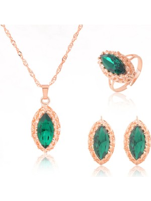 UltraMint Afrika Kristal Taşlı Takı Seti, Kolye, Küpe ve Yüzük, Özel Gün Hediyesi