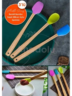 Najmaddin Silikon Uçlu Isıya Dayanıklı Bambu Spatula 3'lü Set
