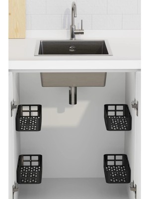 Eco Lounge 2'li Yapışkanlı Evye Altı ve Dolap Içi Düzenleyici Organizer Raf Seti