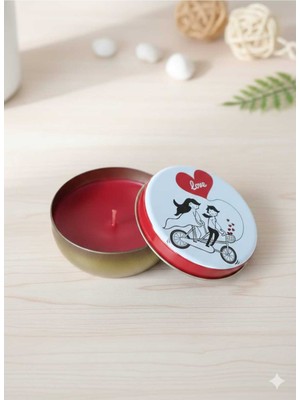 UltraMint Sevgililer Günü Temalı Metal Teneke Kutulu Romantik Mum