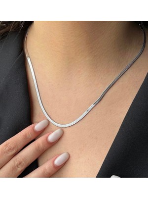 Linda Shop Gümüş Renk Italyan Zincir Çelik Kolye