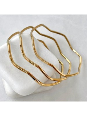 Mare Accessories Dalgalı (Zig-Zag) Form Gold Çelik Bileklik