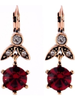 UltraMint Kadın Altın Yakut Taşlı Elmas Montür Küpe, Şıklık ve Zarafet Için