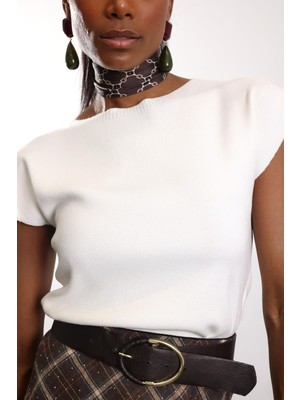 5in1Canpolat Ekru Bisiklet Yaka Kolsuz Triko 4821