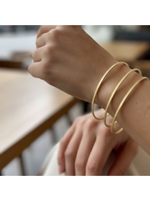 Mare Accessories Yuvarlak Simli Gold Çelik Bileklik