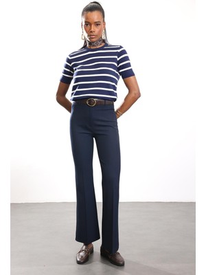 5in1Canpolat Lacivert Düz Kesim Kumaş Pantolon 17406