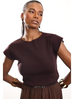 5in1Canpolat Kahverengi Bisiklet Yaka Kolsuz Triko 4821