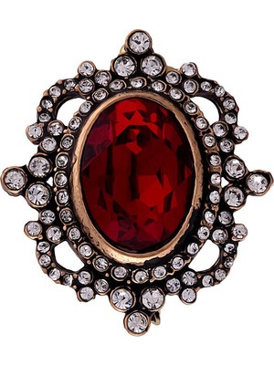 UltraMint Kırmızı Taşlı Elmas Montür Broş, Sevgililer Günü Için Şık Hediye