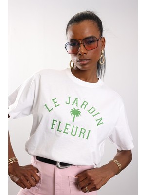 5in1Canpolat Beyaz Le Jardın Baskılı  Tişört