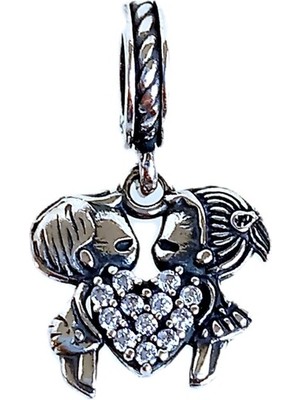 UltraMint Işıltılı Gümüş Aşıklar Pan Bileklik, Sevgililer Günü Hediye