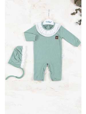 Beruflic Brode Nakışlı Şapkalı % 100 Pamuk Kız Bebek Tulumu