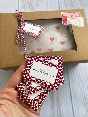 UltraMint Sevgililer Günü Etiketi 6X4CM, 50 Adet, I Love You Yazılı, Delikli