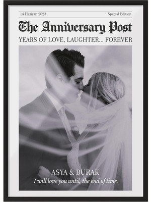 UltraMint Kişiye Özel Siyah Tablo ve Anı Gazetesi, Sevgililer Günü Hediyesi