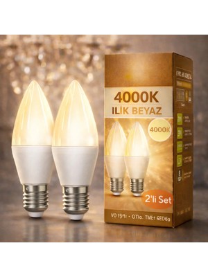 Kialed Mum Ampul Ilık Beyaz 2'li 8W E14 – 4000K