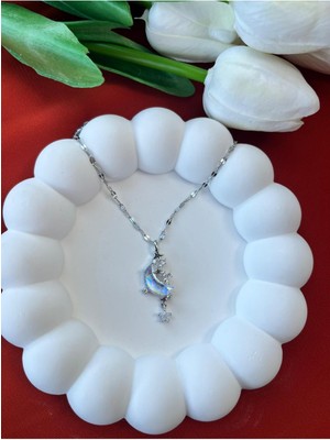 UltraMint Şık 316L Çelik Ay Yıldız Kadın Kolye, 14 Şubat Hediyesi