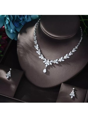 UltraMint Şık Min Zirkon Taşlı Takı Seti, Kolye ve Küpe Hediye Paketi