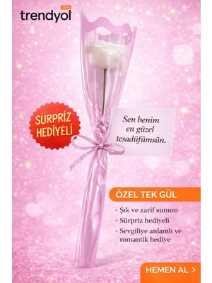 UltraMint Sevgililer Günü Için Şık Tek Gül, Paketli ve Not Kartlı Sürpriz Hediye