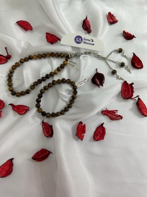 UltraMint Erkek Için Kaplan Gözü Taşı Tesbih ve Bileklik Seti, Sevgililer Günü Hediye