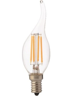 Normadia Flame 4W E14 Duy Filament Kıvrık Mum LED Ampul, 6400K Beyaz Işık