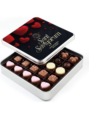 UltraMint Sevgililer Günü Çikolata Seti Metal Kutu Siyah, Tatlı Hediye