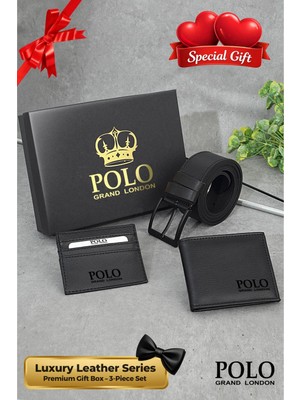 UltraMint Şık Erkek Hediye Seti: Kemer, Cüzdan ve Kartlık Düzeni