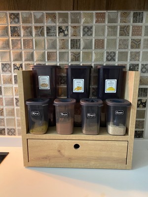 Ediz ahşap %100 mdf dekoratif minimal çekmeceli çok amaçlı mutfak baharatlık