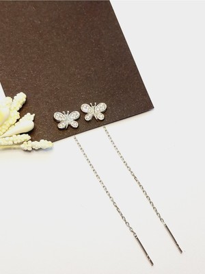 UltraMint 925 Ayar Gümüş Zirkon Kelebek Trend Kadın Küpe Sevgililer Günü Hediye