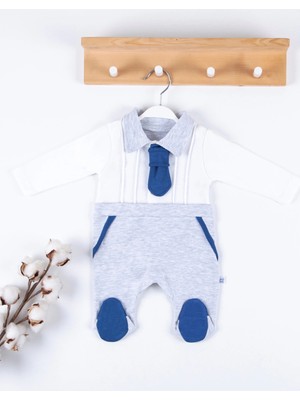 Beruflic Kravat Aksesuarlı Ayaklı % 100 Pamuklu Erkek Bebek Tulumu