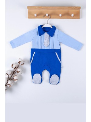 Beruflic Kravat Aksesuarlı Ayaklı % 100 Pamuklu Erkek Bebek Tulumu