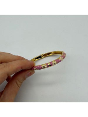 Mare Accessories Pembe Mine Detaylı Gold Çelik Bileklik