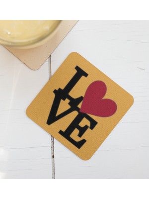 UltraMint Sevgililer Günü Temalı Kare Bardak Altlığı, Şık ve Eğlenceli Tasarım