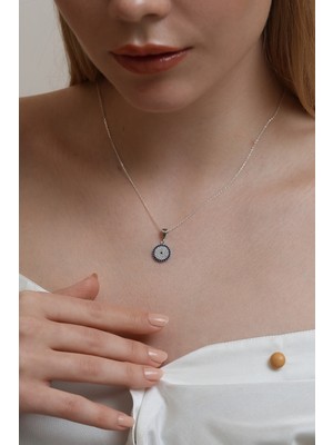 UltraMint Sevgililer Günü Gümüş Nazar Göz Boncuk Kadın Kolye, Zirkon Taşlı