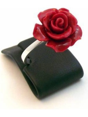 UltraMint Kırmızı Gül ve Mercan Detaylı 925 Ayar Gümüş Yüzük