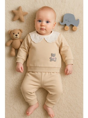 Beruflic Dantel Yakalı Pamuklu 2'li Kız Bebek Takımı