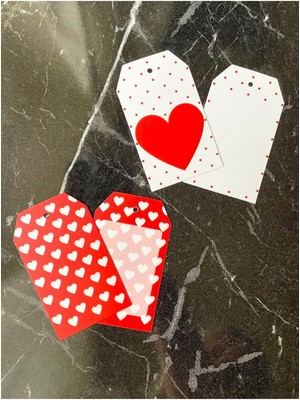 UltraMint Sevgililer Günü Karışık 24 Adet Çift Yön Delikli Kabartmalı Etiket