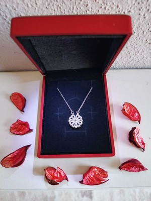 UltraMint Işıklı Yonca Çelik Kolye, Mıknatıslı, Sevgililer Günü ve Doğum Günü Hediyesi