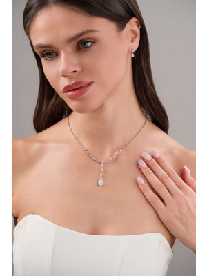 UltraMint Şık Kadın Zarif Su Damlası Zirkon Taşlı Takı Seti