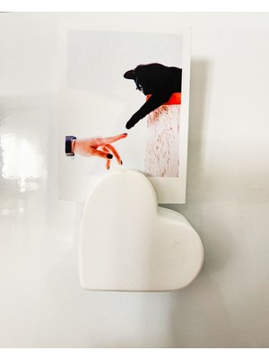 UltraMint Beyaz Kalp Resim Tutucu ve Buzdolabı Süsü Magnet Sevgililer Günü Hediyesi