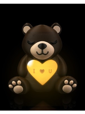 UltraMint Sevgililer Günü Ayıcık Gece Lambası, 15CM, Sıcak ve Şık Aydınlatma