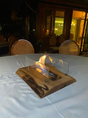 UltraMint El Yapımı Doğal Ceviz Ağacı Masaüstü Bioethanol Şömine Sevgililer Günü Hediye